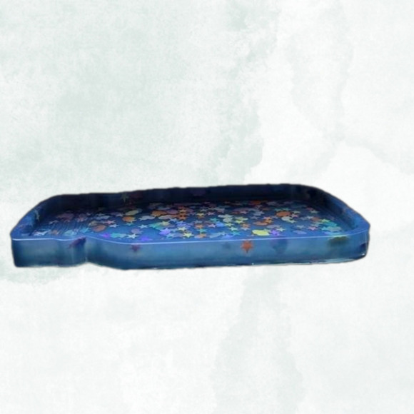 NEW Handmade Resin Mason Jar Tray With Unicorn, Star Goodies Blue Colors - Picture 5 of 6